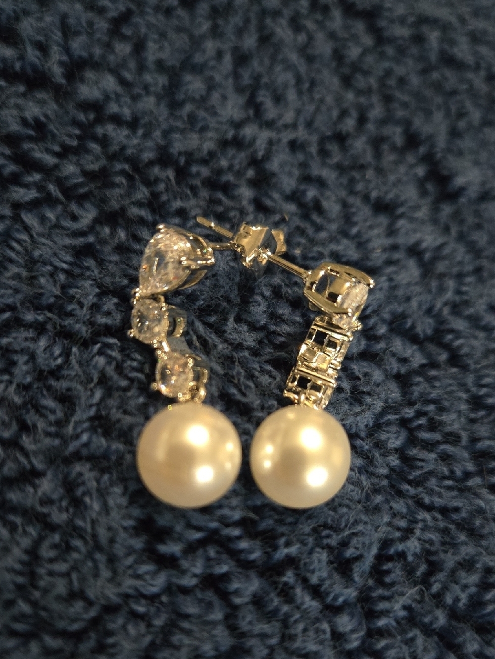 925 EarringSerenade Pearl and Crystal Earrings 1" Dangle With Tons Of Sparkle